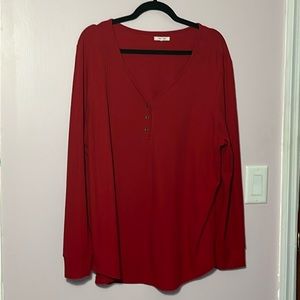 Red Henley Top Maurice’s 2X